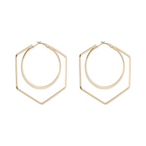 Exaggerated irregular hexagon geometric metal circle earrings