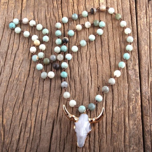 Stone Bead Necklace Antique Jewelry Pendant