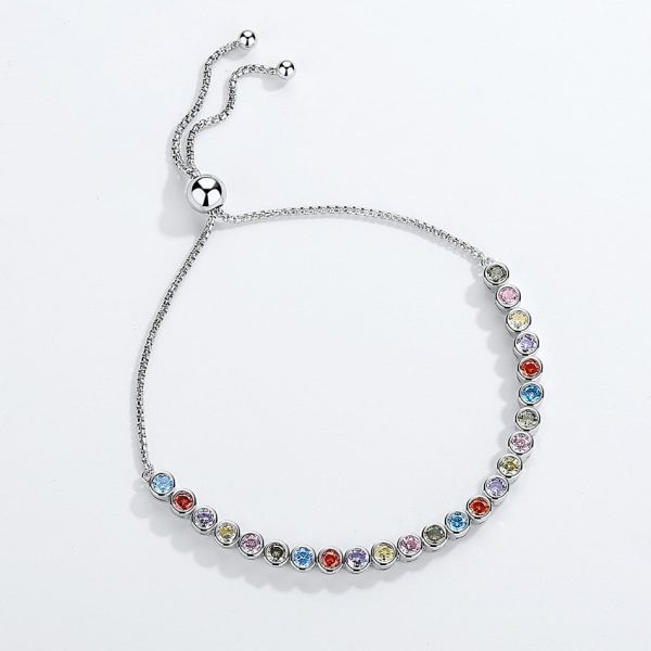 S925 Sterling Silver Rainbow Bracelet New