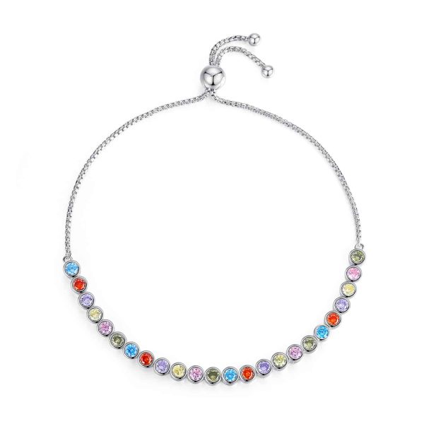 S925 Sterling Silver Rainbow Bracelet New
