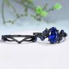 Couple Rings Gun Black Inlaid Navy Blue Rhinestone Ring Ins Ornament Female
