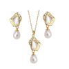 Natural Freshwater Pearl High-grade Mother Shell Earrings Baroque Style Suit