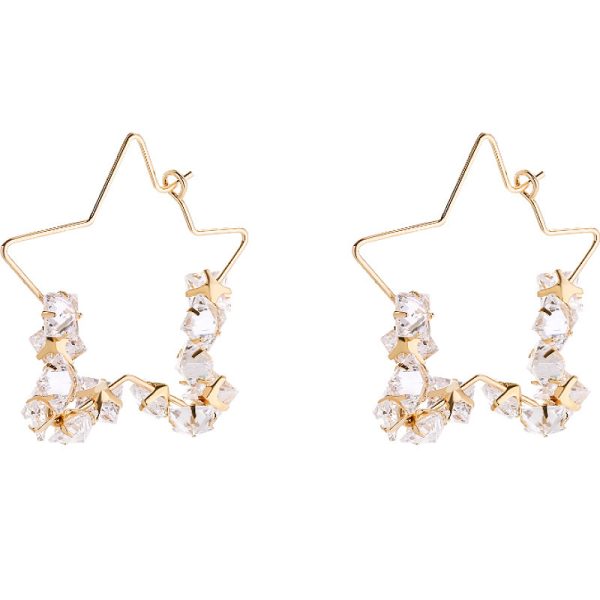 Hong Kong style exaggerated temperament large circle fashion earrings women's five-pointed star design sense fashion simple geometric creative earrings
