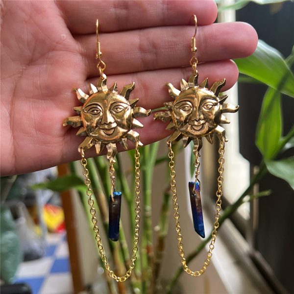 Sun Crystal Stone Earrings Jewelry