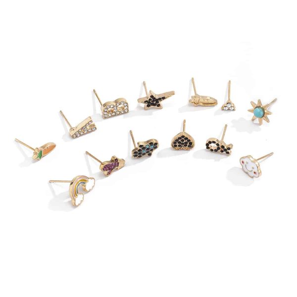 Multi-element Letter Shape Earring Set