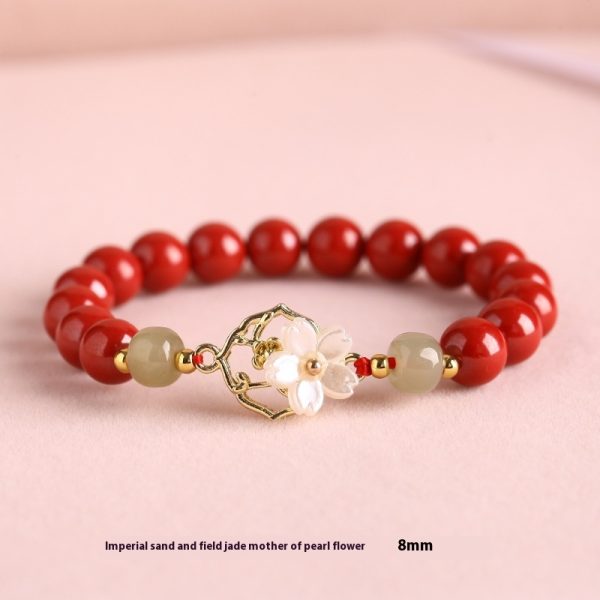Natural Hetian Jade White Butterfly Bells Of Ireland Sinology Bracelet