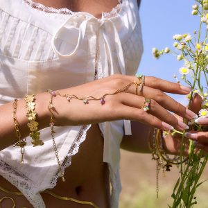Colorful Natural Stone Mitten-type Bracelet Twin