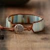 Hand-woven bracelet Stone beaded bracelet leather rope winding bracelet Natural stone bracelet