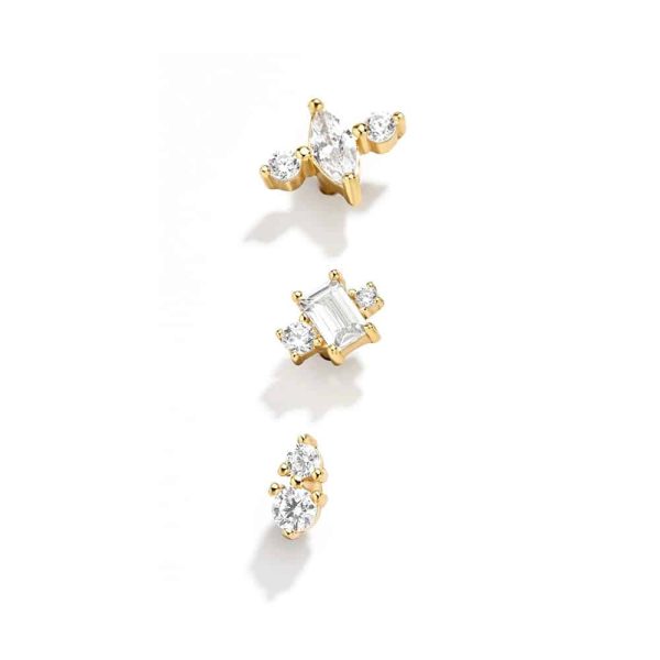 New S925 Sterling Silver Geometric Diamond Stud Earrings Set