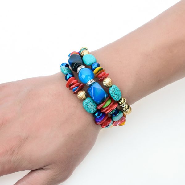 1611897794602.jpg Colorful Natural Stone Turquoise Beaded Bracelet Women Multi-layer Winding Bracelet