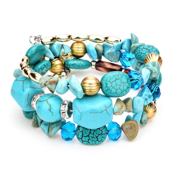1611897917025.jpg Colorful Natural Stone Turquoise Beaded Bracelet Women Multi-layer Winding Bracelet
