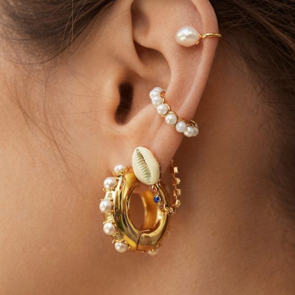 Explosive Circle Earrings Colorful Pearl Copper Stud Earrings