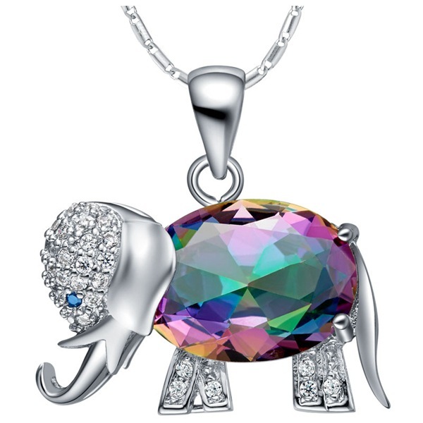 1612603833800.jpg Colorful Stone Elephant Necklace Ring Jewelry Set