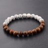 Frosted Stone Wooden Bead Hand Strung Crater Stone Bracelet