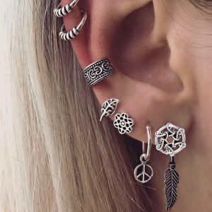 Dream Catcher Leaf Seven-piece Earring Set