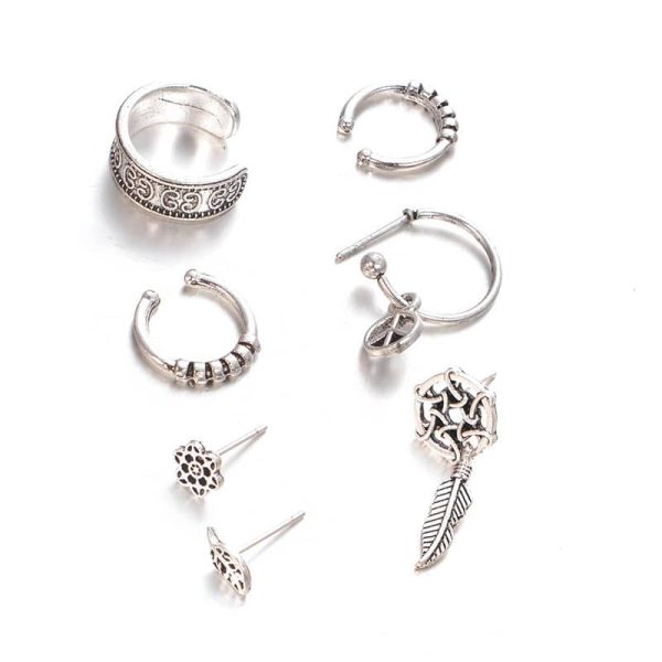 Dream Catcher Leaf Seven-piece Earring Set