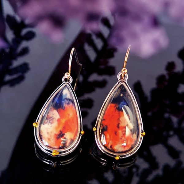 Fashionable Drop-Shaped Colorful Marble Earrings