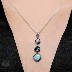 Pendant natural sea stone necklace