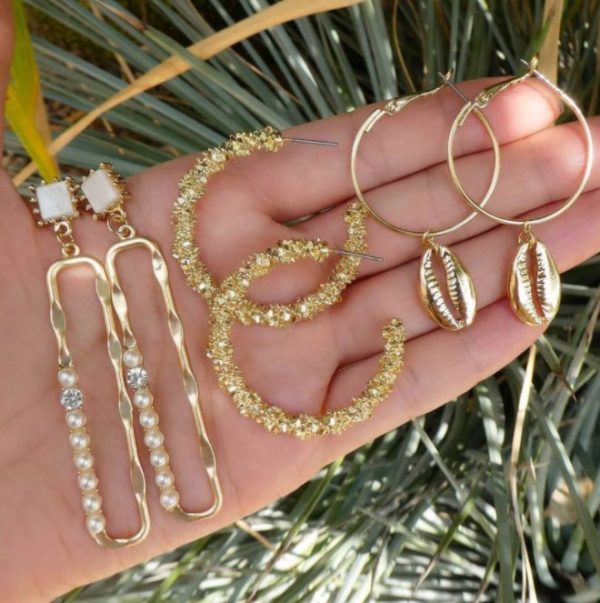 3European and American new cross-border jewelry earrings earrings set, love shells, starfish, leaves and pearl earrings