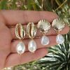 3European and American new cross-border jewelry earrings earrings set, love shells, starfish, leaves and pearl earrings
