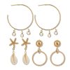 3European and American new cross-border jewelry earrings earrings set, love shells, starfish, leaves and pearl earrings