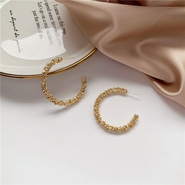 Silver Needle All-Match Metal Circle Earrings Women