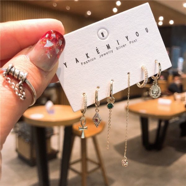 6-piece set of double stud earrings