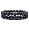 Natural Stone Micro Inlaid Skull Head Copper Jewelry Bracelet