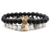 Volcanic Stone Agate Buddha Beads Natural Stone Elastic Bracelet