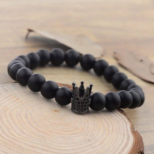 King and Queen Zircon Crown 8mm Stone Stone Couple Bracelet