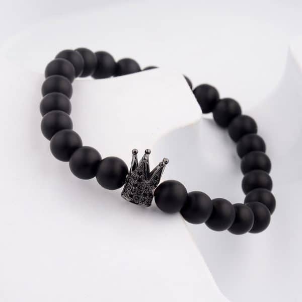 King and Queen Zircon Crown 8mm Stone Stone Couple Bracelet