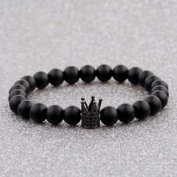 King and Queen Zircon Crown 8mm Stone Stone Couple Bracelet