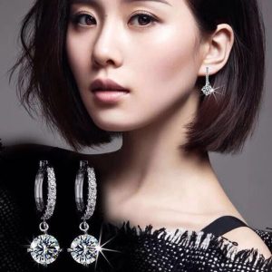 Zircon Circle Full Diamond Sterling Silver Stud Earrings