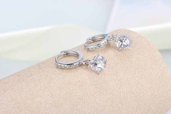 Zircon Circle Full Diamond Sterling Silver Stud Earrings