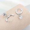 Zircon Circle Full Diamond Sterling Silver Stud Earrings