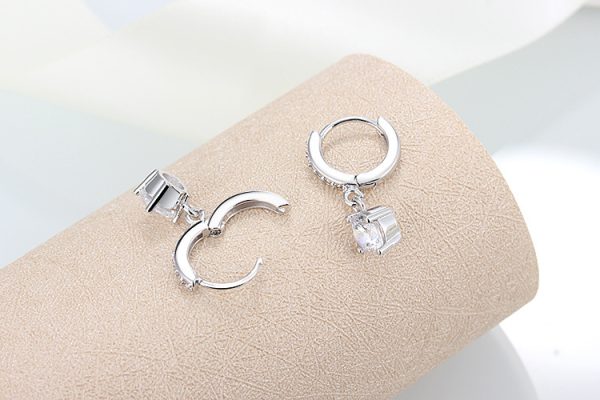 Zircon Circle Full Diamond Sterling Silver Stud Earrings
