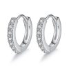 Sterling Silver Diamond Earrings Simple Circle Earrings Temperament Trendy Women Sweet