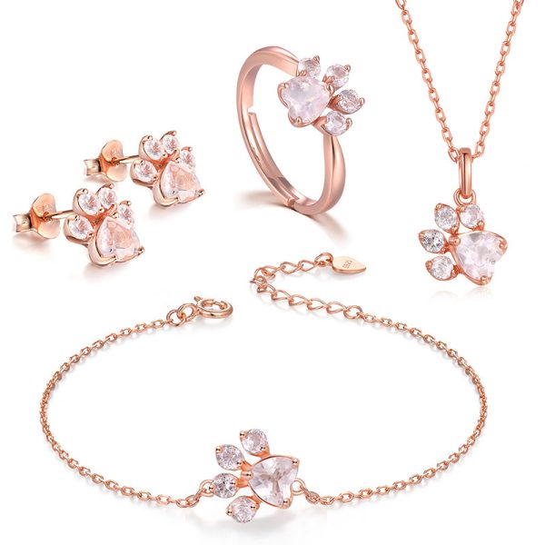 Rose Gold Hibiscus Stone Cat's Claw Jewelry