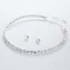 Simple Flower Claw Single Row Flashing Diamond Collar Necklace Earrings 3PCS Jewelry Set Bridal Accessories
