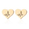 Simple Love Earrings Necklace Set Heart Shaped Necklace ECG Jewelry