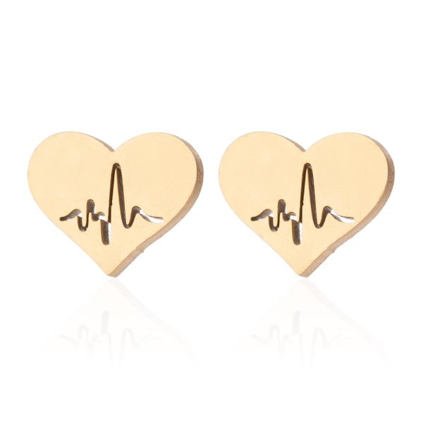 Simple Love Earrings Necklace Set Heart Shaped Necklace ECG Jewelry