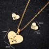 Simple Love Earrings Necklace Set Heart Shaped Necklace ECG Jewelry