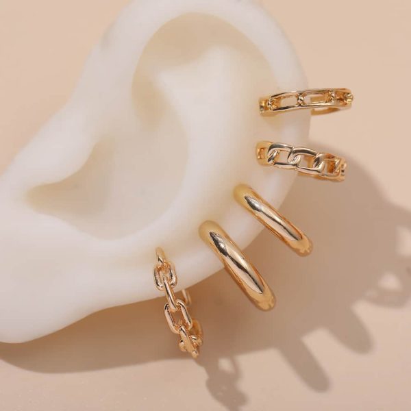 Five-Piece Set Of Simple Twisted C-Shaped Ear Clips