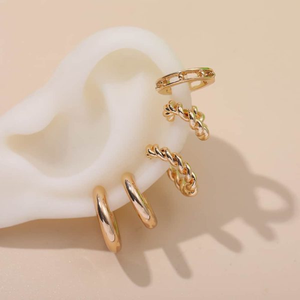 Five-Piece Set Of Simple Twisted C-Shaped Ear Clips
