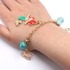 Baby Girls Cute Mermaid Heart Ball Pendants Long Chain Necklace Bracelets Set Fashion Party Jewelry For Child Kids Gift