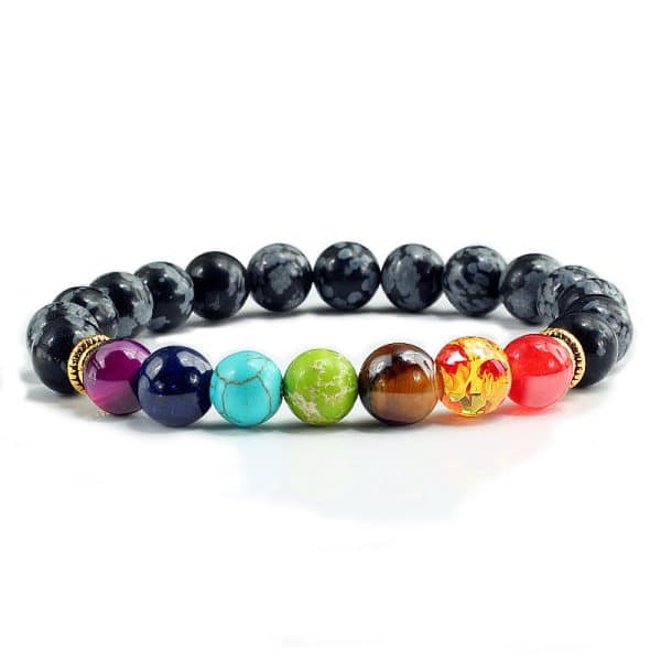 Seven Chakras Volcanic Stone Tiger Eye Stone Couple Beads