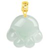 Emerald Light Green Cat's Paw Pendant Cute 18K Gold Buckle Jade Pendant Women's
