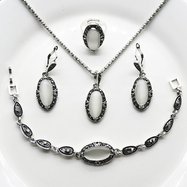 Love Heart Shaped Diamond Pendant Earrings Necklace Jewelry Set