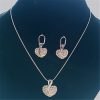 Love Heart Shaped Diamond Pendant Earrings Necklace Jewelry Set