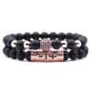 Amazon Source 8mm Black Frosted Stone Micro-Inlaid Zircon Bracelet Natural Stone Stone Set Elastic Bracelet